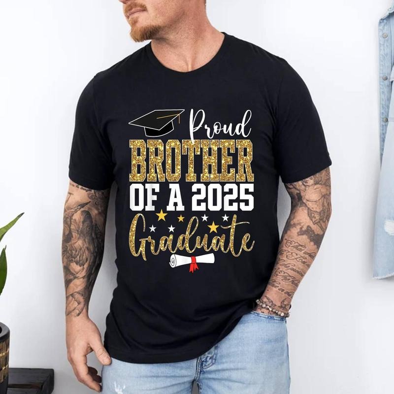 Proud Brother of A 2025 Graduate Brother Graduation 2025 T-Shirt | Unisex Cotton Tee, Short Sleeve, Size S-3XL