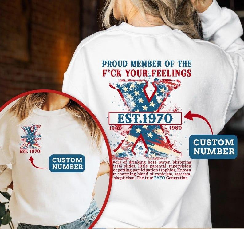 Proud Member Of The F Your Feeling Sweatshirt, Gen X 1965 1980 Member Customize Year Shirt, Generation X Raised on Hose Water and Neglect