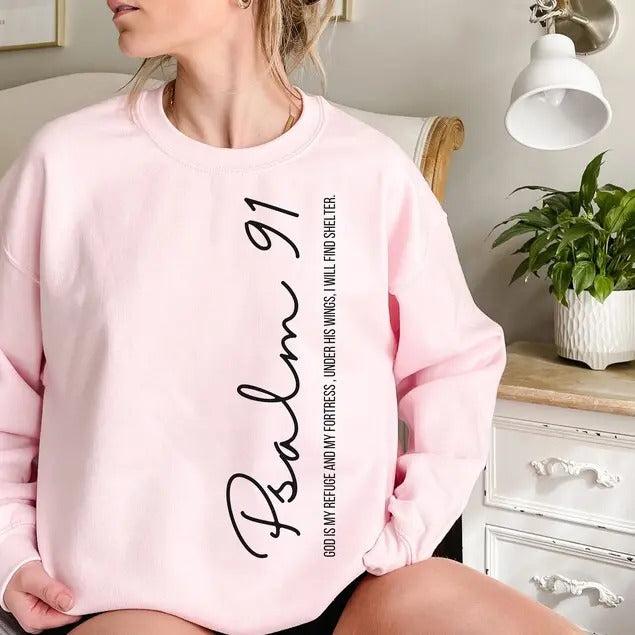 Psalm 91 Sweatshirt| Bible Verse Sweatshirt | Faith Based Shirts Christian Merch Faith Sweatshirt | Bible Verse sweater...