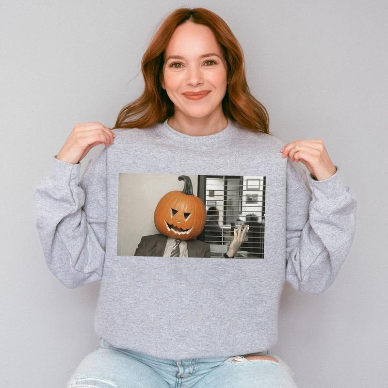 Pumpkin Head Sweatshirt, Funny Office Pumpkin Head Halloween Shirt, Halloween Pumpkin Face Shirt, Fall Halloween Sweater, Spooky Season Shirt, Halloween Gift Shirt