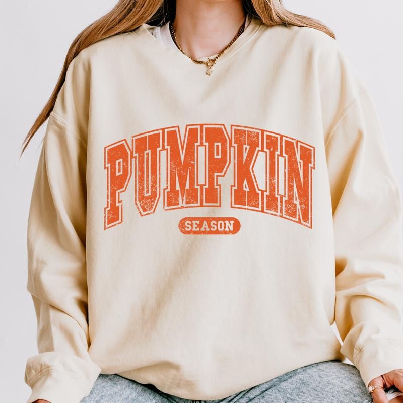 Pumpkin Season Sweatshirt - Vintage Halloween Design, Unisex, Comfortable Cotton, Casual Style, Fall Crewnecks, Trending T-Shirt for Womenswear