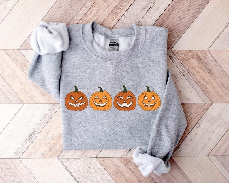 Pumpkin Sweatshirt, Pumpkin Sweater,Halloween gift for Woman, Halloween Crewneck Sweatshirt, Halloween Sweater, Spooky...