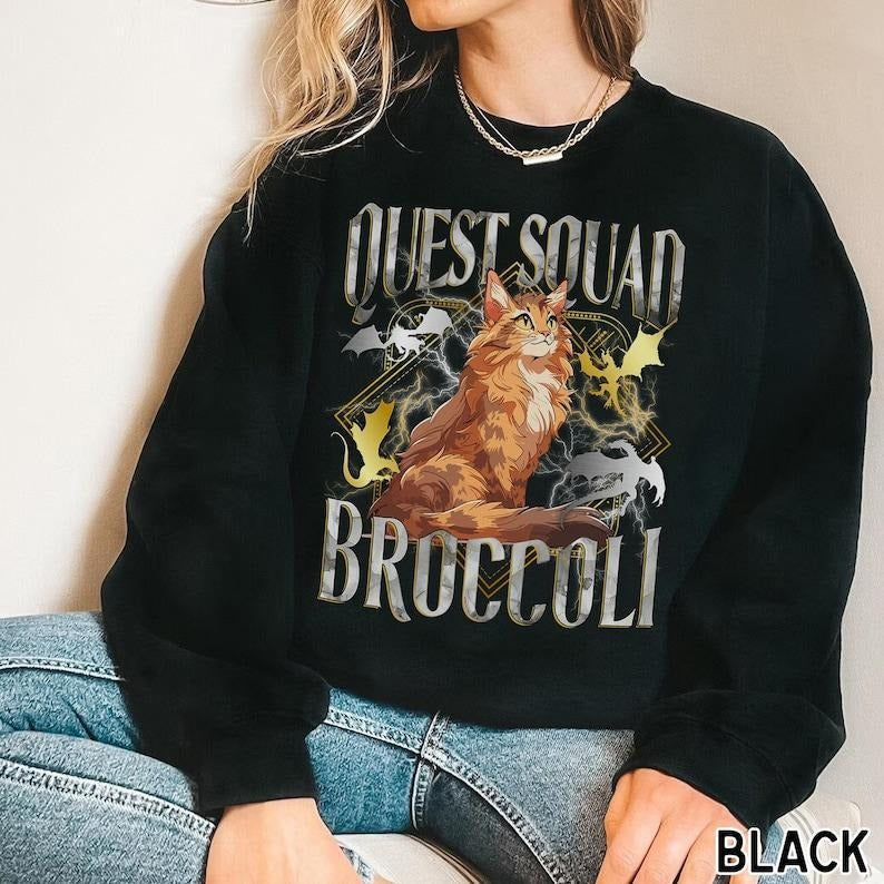 Quest Fantasy Squad Broccoli Funny Cat Sweatshirt