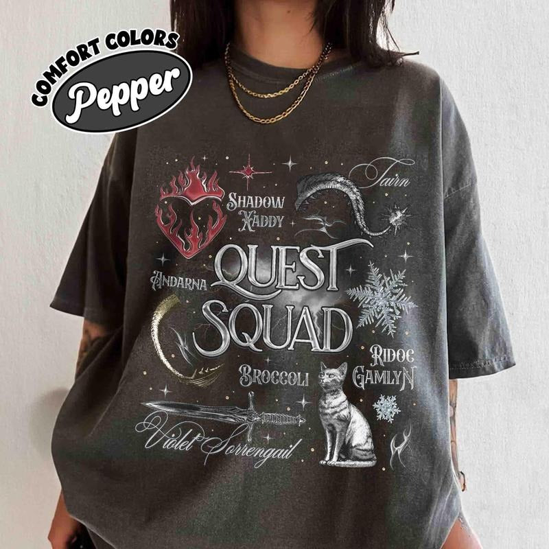 Quest Squad Broccoli Shirt, Onyx Storm T-Shirt For Fan, Dragon Rider Tee, Gift For Readers, Ridoc Gamlyn, Tairn And...