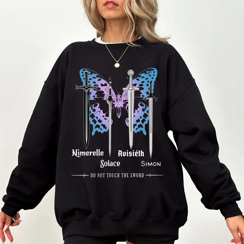 Quicksilver Swords Sweatshirt, Hoodie Inspired Book Kingfisher Merch, Saeris Carrion Shirt, Bookish Romantasy Gift, Butterfly Hart Sweater