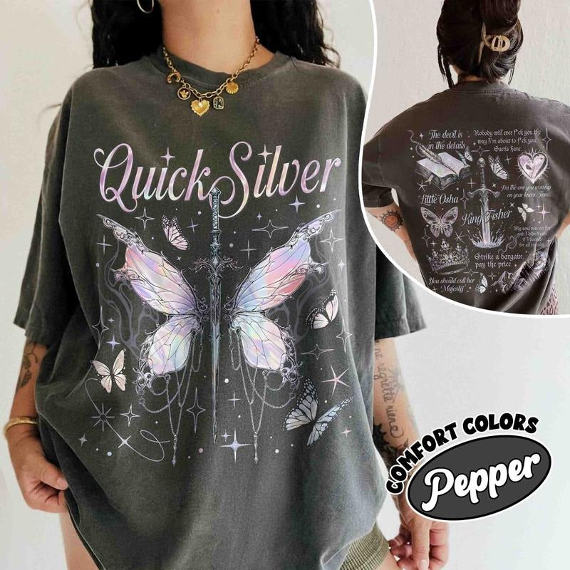 Quicksilver Two-sided Comfort Colors Shirt For Fan, Saeris Fane Kingfisher T Shirt, Little Osha Fantasy Tee, Gift For Book Lover Butterfly Top