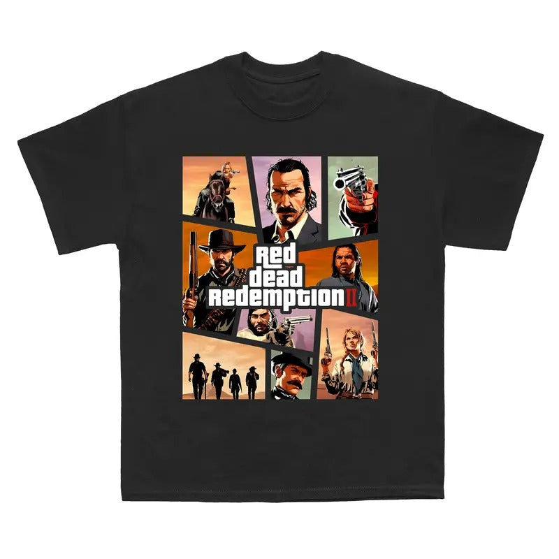 RDR2 Gaming Retro 90s T-Shirt, Arthur Morgan Red D*ad Redemption Shirt, Gift For Movies Lovers Casual Clothing Fabric Menswear Top Sweatshirts