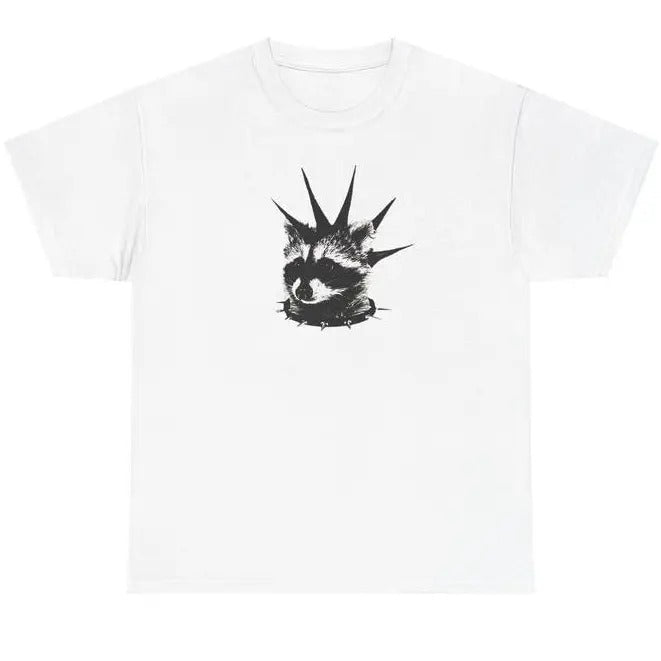 Raccoon Metal Rock Graphic TShirt, Funny Meme Vintage Merch Tee, Unisex shirt, Top Menswear Streetwear Crewneck Shortsleeve Casual Tropical Cotton