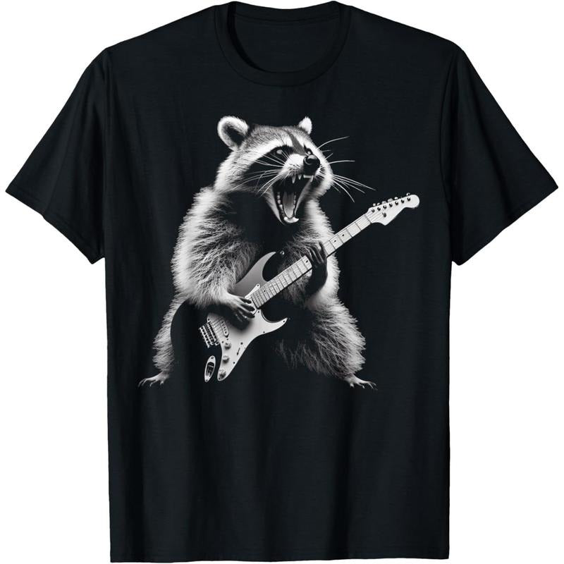 Raccoon Playing Guitar Rock and Roll Rock Star Men Women Kid T-Shirt made in us Hoodie, Sweatshirt | WearSparks.com