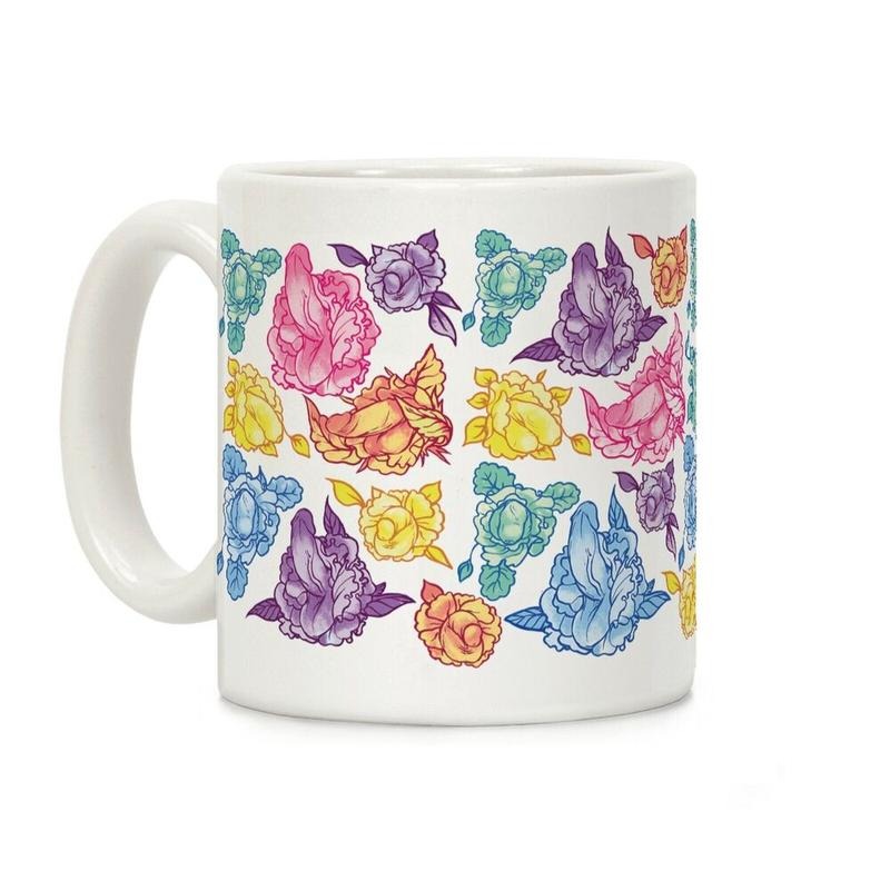 Rainbow Floral Penis Pattern Coffee Mug 11oz-15oz, funny Coffee Mug, Gift Ideas