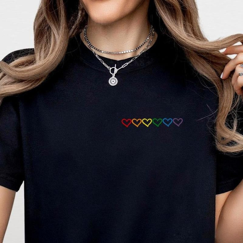 Rainbow Heart Shirt, LGBT Shirts, Pride Rainbow Heart T-shirt, Pride Shirt, Shirt For Women, LGBT Tee, Gifts For Her, Gay Gift, Lesbian Tee, Bisexual Shirt, Women Tops, Pride Gift, LGBT Shirt Funny, Pride Celebration T-shirt