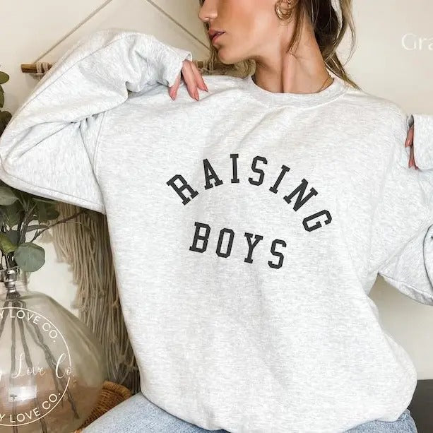 Raising Boys Sweatshirt, Mother of Boys Sweatshirt, Mom Sweatshirt, Gift For Her T-shirt, Hoodie and Sweater Cotton Menswear Polyester Tops Sweatshirt, Hoodie, Comfort Colors