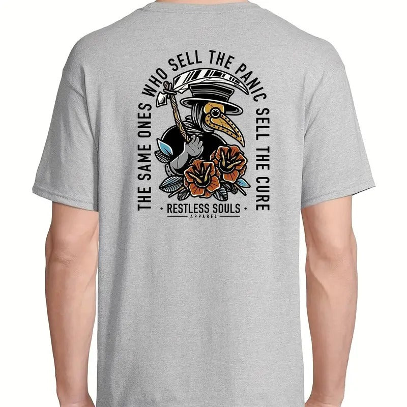 Raven Doctor Art T-Shirt, Restless Soul, Sell The Panic Sell The Cure, Casual Tee