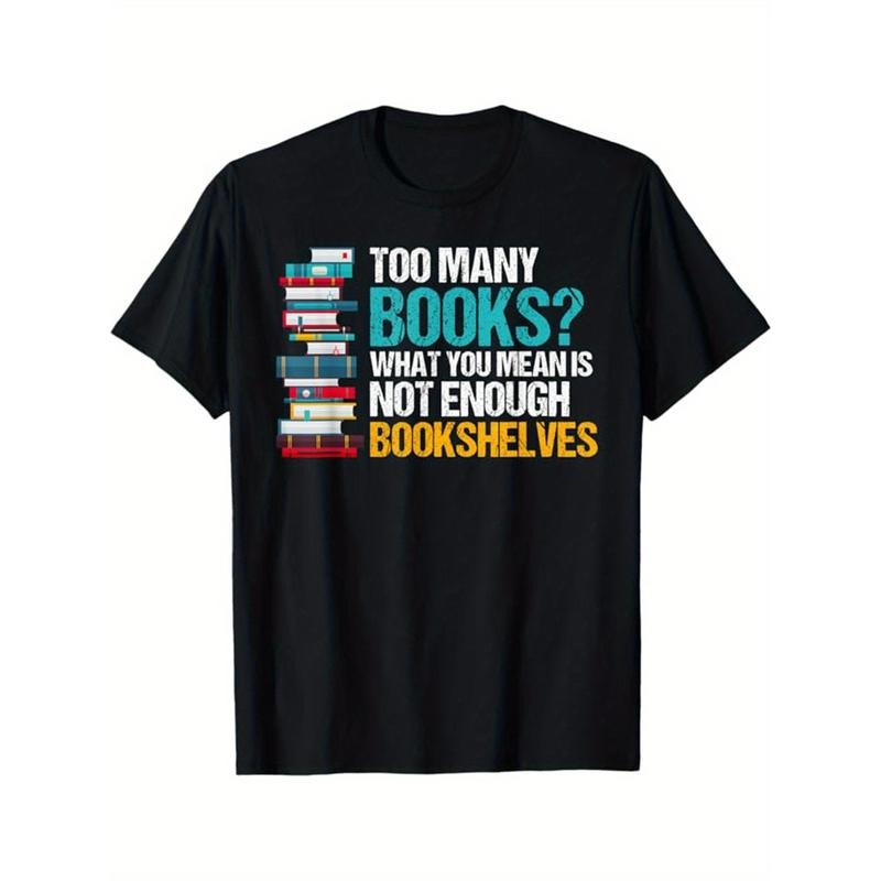 Read Books Print Men's Cotton T-shirt, Graphic Tee Men's Outdoor Clothes, Casual Short Sleeve Crew Neck T-shirt made in usastyle{n002}3