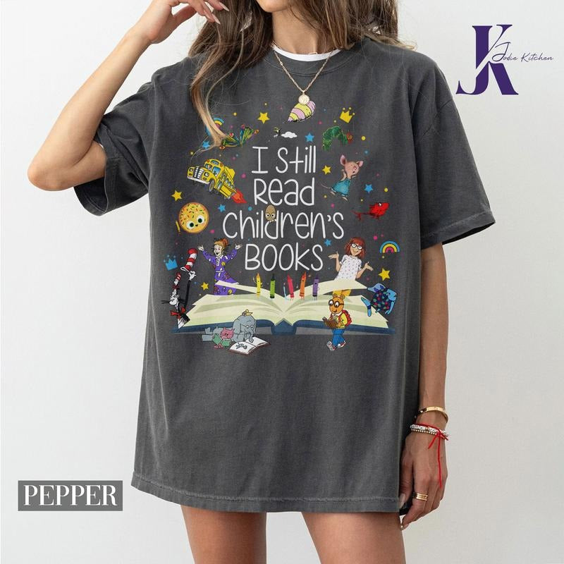 Read Children's Books Characters Polaroid Teacher Shirt, Elephant Piggie Pigeon Shirt, Reading Shirt, Librarian Shirt,...