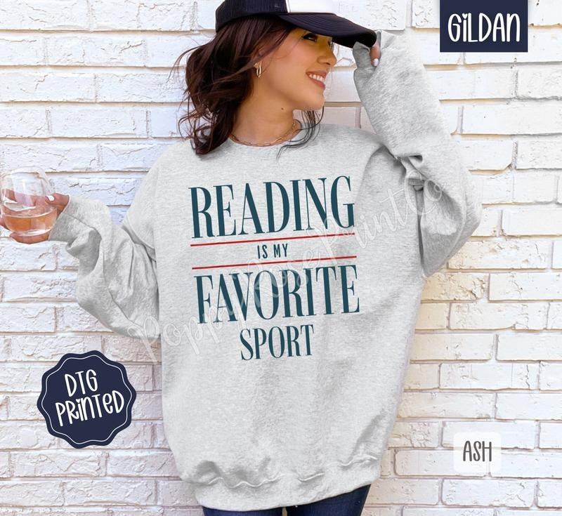 Reading Is My Favorite Sport Sweatshirt, Trendy Women's Sweater