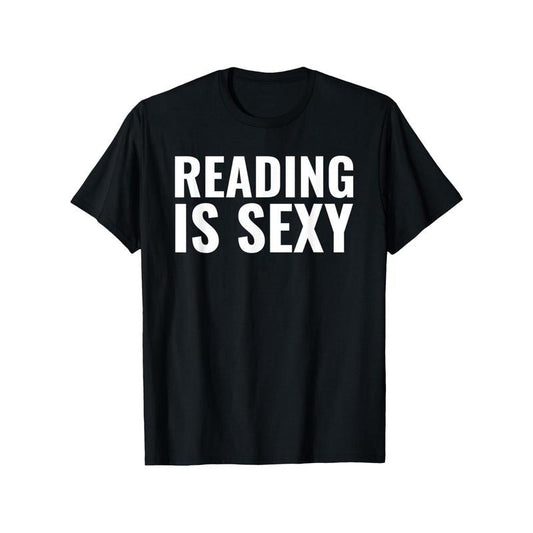 "Reading is Sexy" T-Shirt, 100% Cotton, Casual Crew Neck, Short Sleeve, All-Season, Comfortable Printed Tee for Men & Women, Regular Fit, Black - Ideal for Thanksgiving, Christmas, New Year Gifts Made in USA