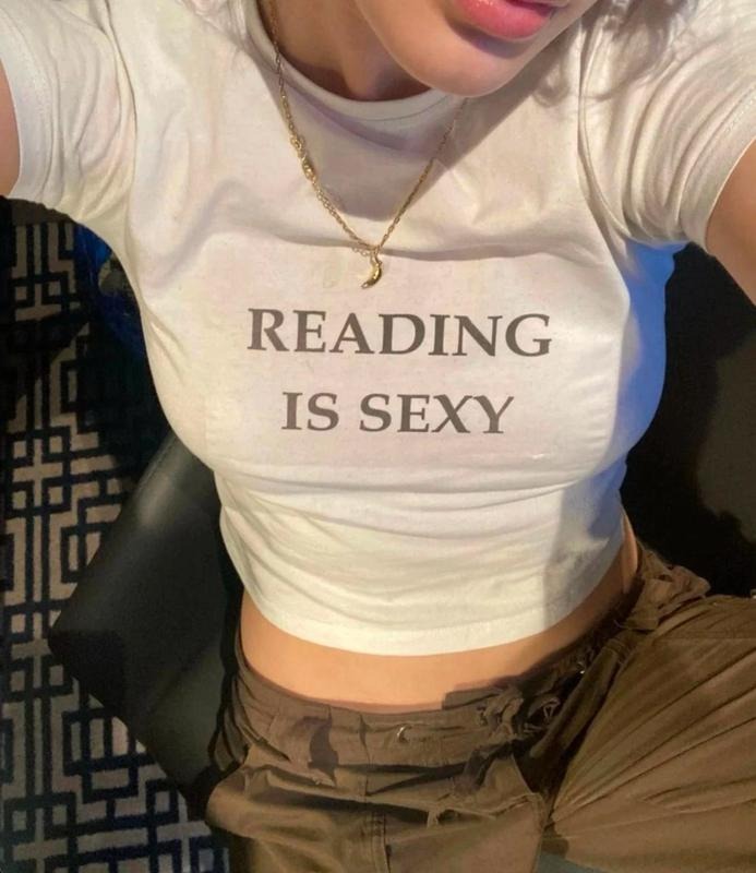 Reading is Sexy Baby Tee, Y2K Baby Tee, Y2K BookTok Baby Tee, 90s Fitted Bookish Tank Top, Y2K Coquette Crop Top, 2000s Book Lover Baby Tee