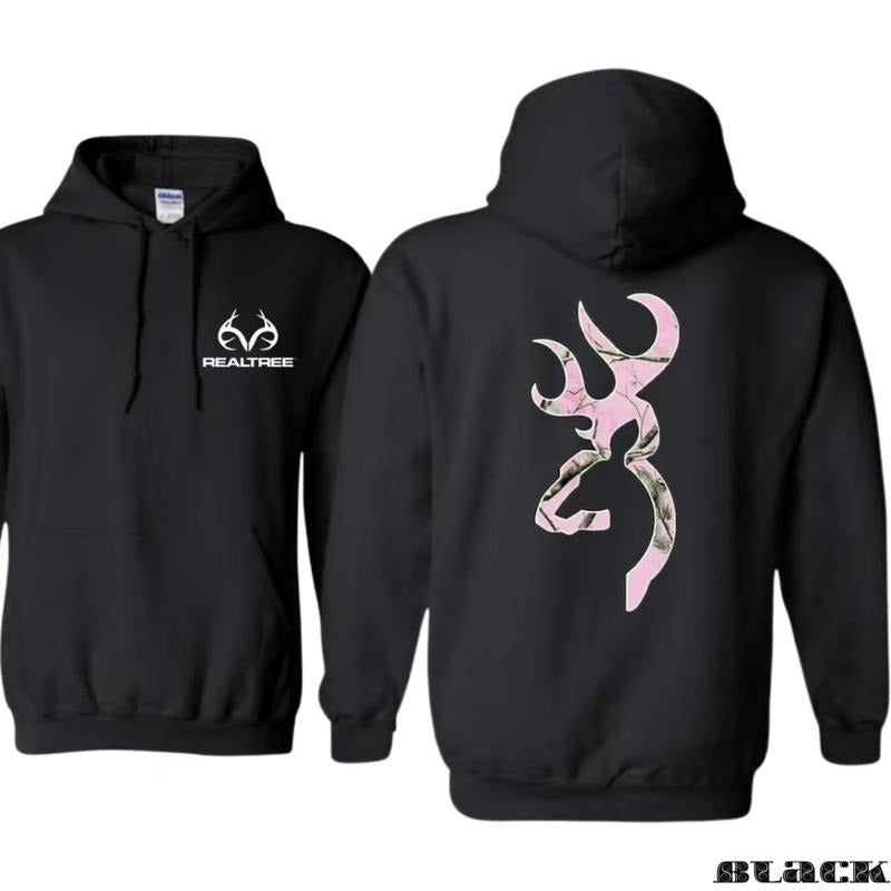 Realtree Hoodie - Featuring A Bold Pink Logo On The Back Casual Hoodie, Perfect For Outdoor Activities Trendy Hoodie, Offering Comfort And A Dynamic Style, Unisex Hoodie