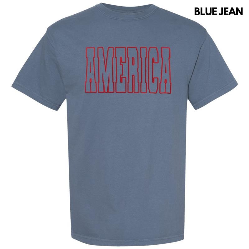Red America Puff Comfort Colors T-Shirt Hoodie, Sweatshirt | WearSparks.com