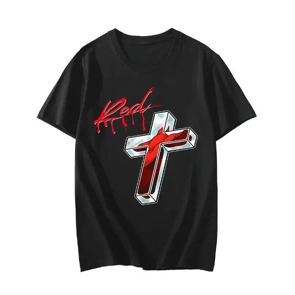 Red Cross T-Shirt, Gothic-Inspired Graphic Tee, Edgy Streetwear, Unisex Casual Shirt, Gift for Him & Her, Menswear & Womenswear Top Cotton Soft Love Tshirt