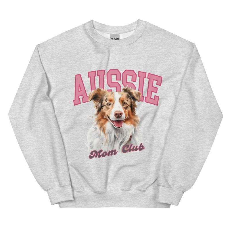 Red Merle Aussie Dog Mom Club Sweatshirt - Unisex Apparel Relaxed Fit Printed in the USA Clothing Womenswear Casual and Comfortable