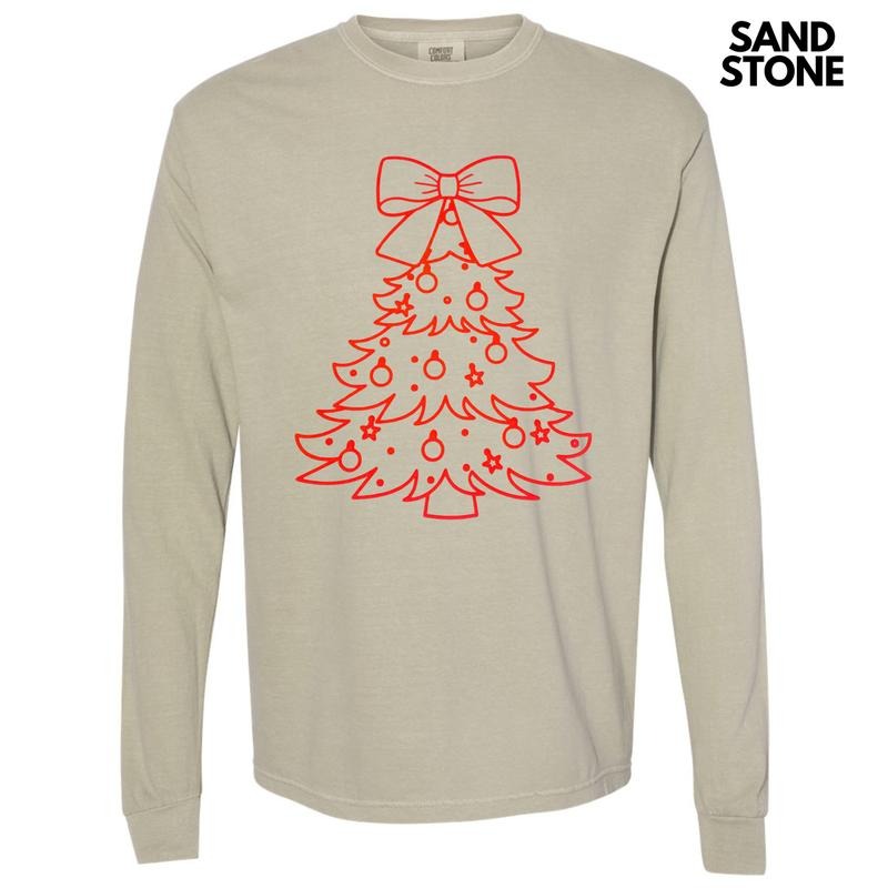 Red Tree PUFF Long Sleeve Comfort Colors T-Shirt