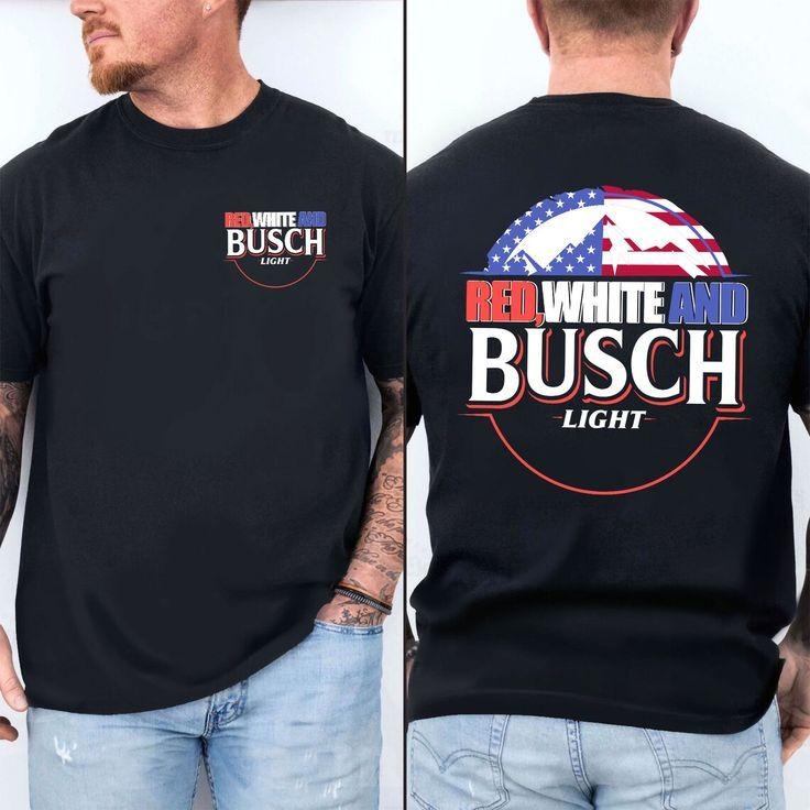 Red White And Busch Light Shirt - 2 Sided Shirt