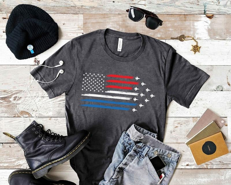Red White Blue Air Force Flyover Men's T-shirt, Air Force Shirt, 4th of July shirt