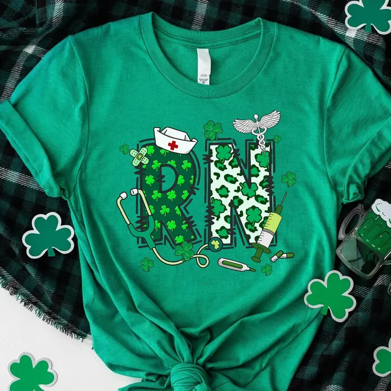 Registered Nurse St. Patrick's Day T-shirt, St Pattys RN Shirt, RN Shamrock Tee, Green Nurse Shirt