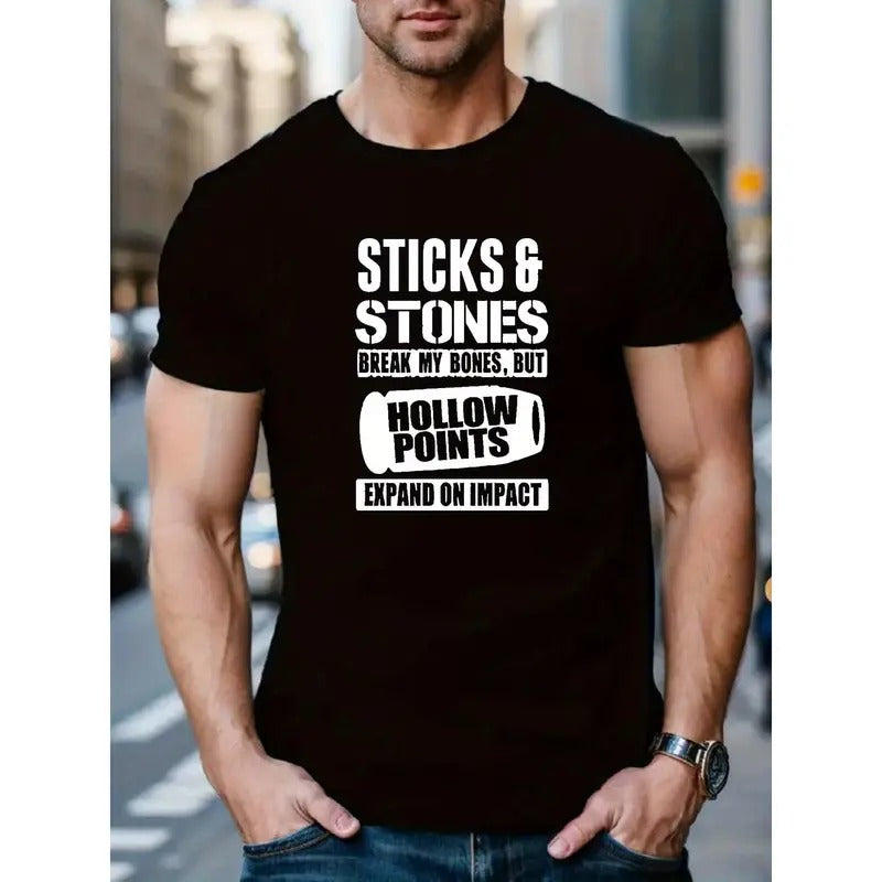 Relaxed T-Shirt with Letter Pattern - Men's Casual Wear MADE IN USA