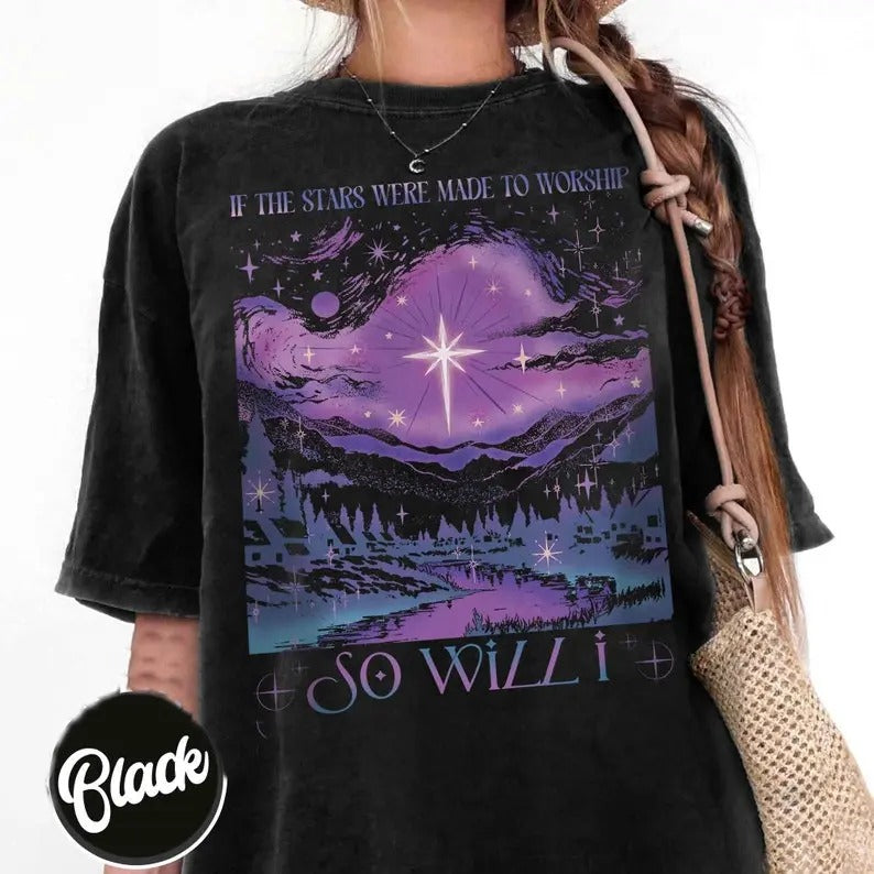 Religious T-Shirt, if the Stars Were Made to Worship Shirt, Christian Shirt, Bible Verse , Faith Shirt, Cotton Crewneck Basic Womenswear Casual