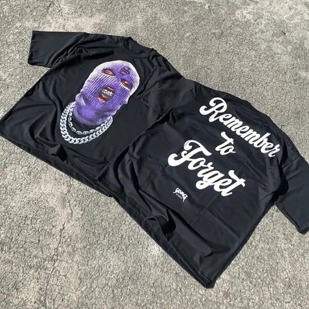 Remember To Forget Print Short Sleeve T-shirt, Y2k, Hip Hop, Unisex T-Shirt, Gift For Men Women Menswear Top Streetwear
