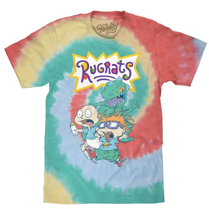 Reptar, Tommy, and Chucky Rugrats Tie Dye T-Shirt - Gum Drop Hoodie, Sweatshirt | WearSparks.com