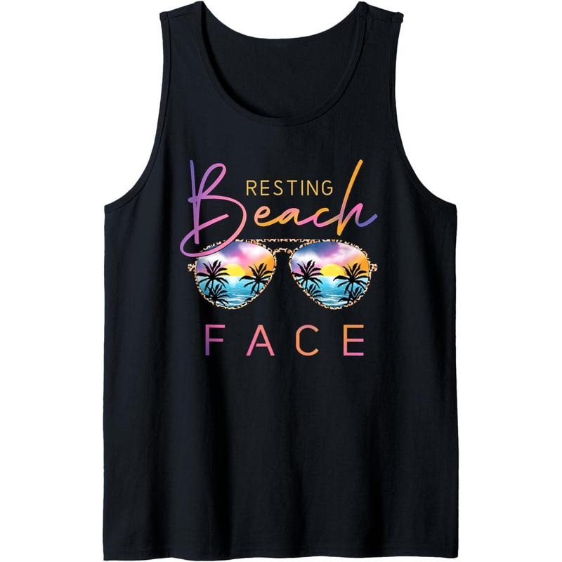 Resting Beach Face Vintage Retro Beach Vacation For Womens Tank Top MADE IN USA
