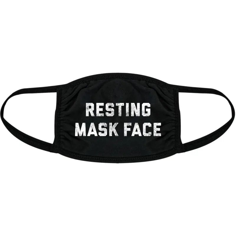 Resting Mask Face Face Mask Funny Bitch Face Graphic Novelty Nose And Mouth Covering Funny Masks for Adults Funny Introvert Novelty Masks for Adults Black