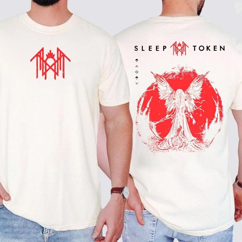 Retro Sleep Token Red Reaper Angel 2Sides T-Shirt Cotton, Trend Sleep Token Music, Gift for Men for Woman Casual Top for Unisex