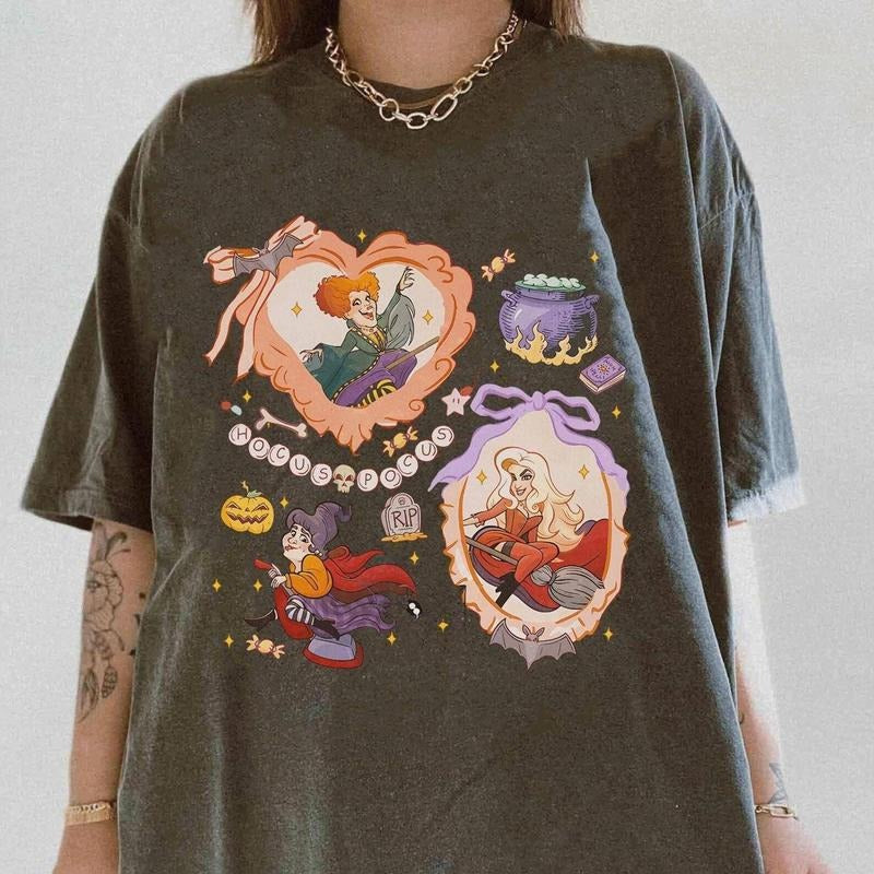 Retro 90s Hocus Pocus Shirt, Sanderson Sisters Tee, Coquette Bow Shirt, 90s Halloween T-Shirt, Witchy Movie Fan Favorite Shirt