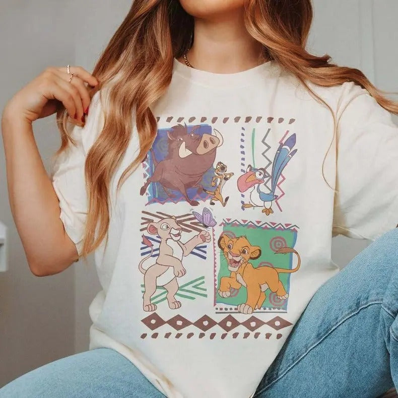 Retro 90s Lion King Simbba And Timmon Tshirt, Vintage Lion King Shirt, Hakuna Matata Retro Shirt Top Womenswear Summer Comfort Streetwear
