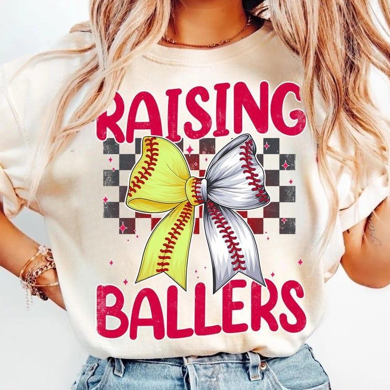 Retro Ballers Shirt, Baseball Softball Mama sweatshirt, Game Day Checkered Bow T-Shirt Hoodie | WearSparks.com