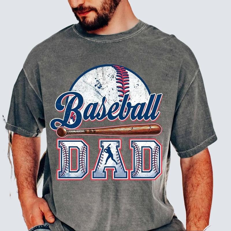 Retro Baseball Dad Shirt for Men Unisex Premium 100% Cotton Casual Game Day Sports Dad Life Father's Day Gift - Menswear