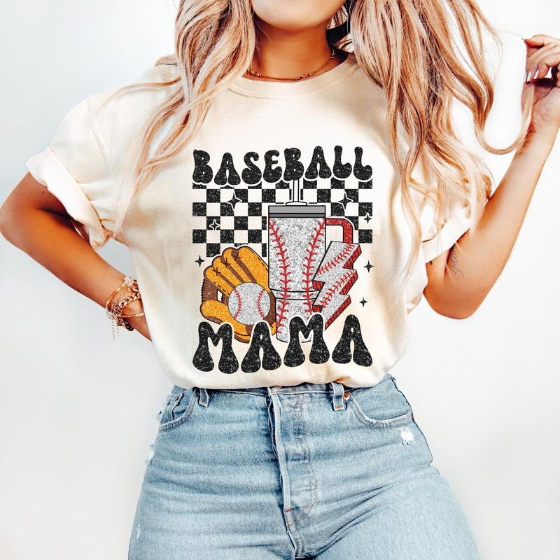 Retro Baseball Mama T-Shirt, Baseball T-Shirt, Sports T-Shirt, Baseball Mom T-Shirt