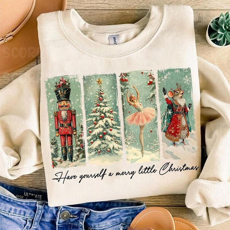 Retro Christmas Nutcracker, Christmas Family crewneck, Xmas Gift Idea, Woman Xmas Shirt, Cute Winter Holiday Sweater