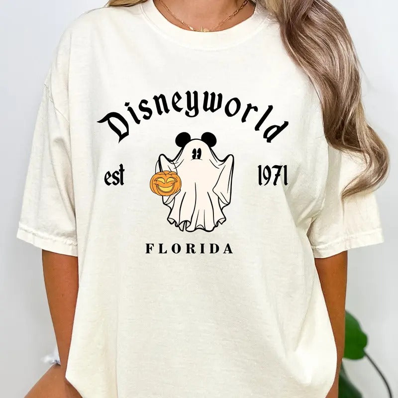 Retro DNland Est. 1971 Halloween Shirt, Mouse Minnie Ghost Shirt, DNworld Halloween Florida, Mouse Halloween, Unisex Tshirt for Men and Women, Menswear, Womenswear, Lady Top
