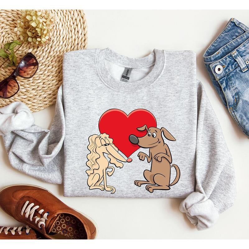 Retro Dog Lovers Sweatshirt, Vintage Valentine's Day Sweatshirt, Crew Neck, Women's, Crewneck, Valentine's Day, Love,...