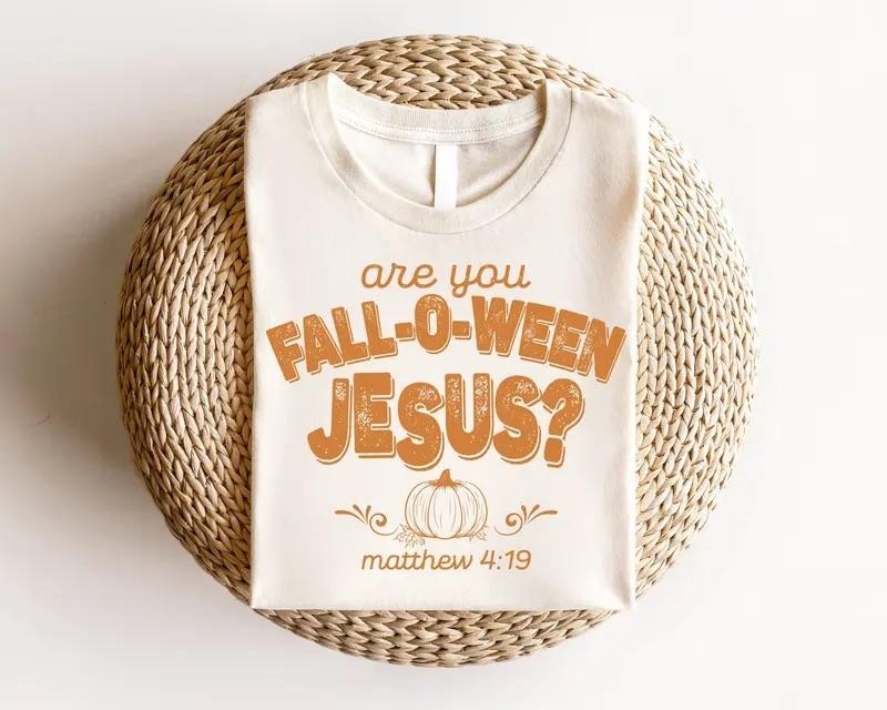 Retro Fall Religious Sweatshirt, Are You Fall-O-Ween Jesus, Womens Christian Shirt, Bible Matthew Shirt, Cotton Round...
