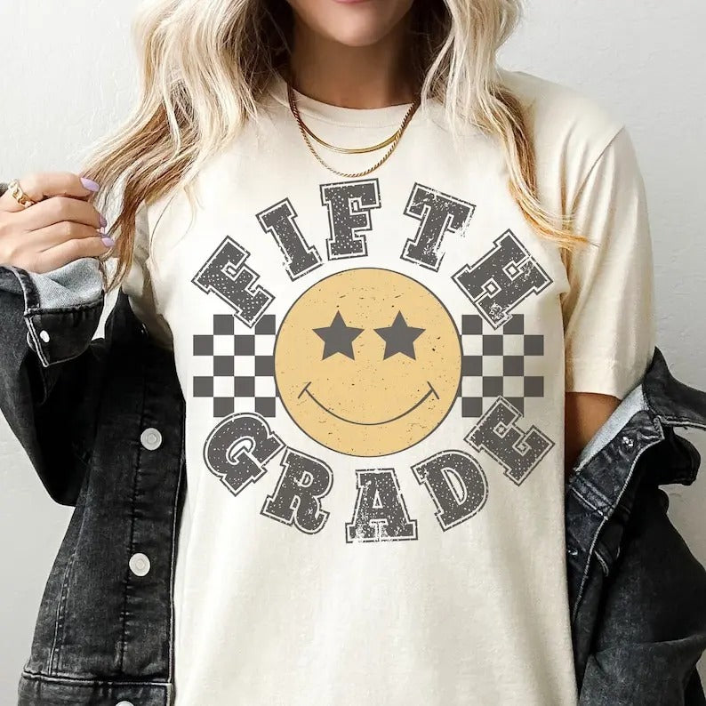 Retro Fifth Grade Teacher Shirt, 5th Grade Teacher Tee, First Day of School Matching TShirt, New Teacher Gift, Teacher Squad, Vintage T-shirt, sweater and Hoodie