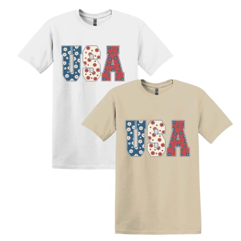 Retro Flower USA Graphic Shirt, 4th of July Hoodie, Floral American Sweatshirt, Retro USA Sweaters, Independence Day Tee, Big USA Tshirt