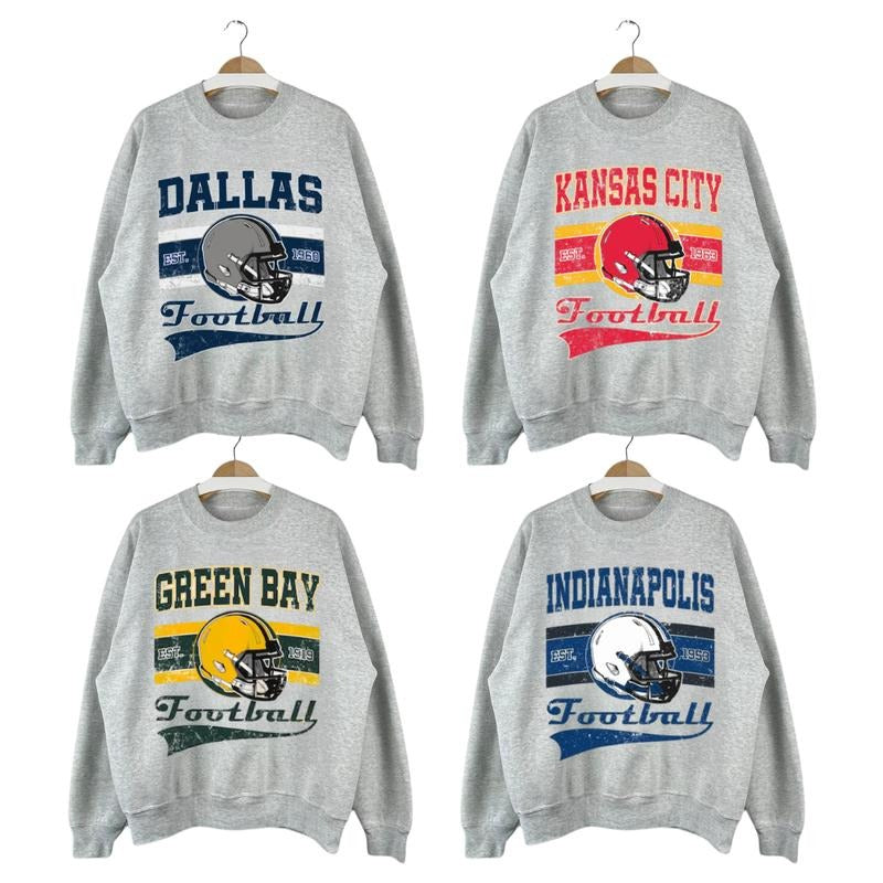Retro Football All Team Sweatshirt, Vintage Style Football Sweatshirt Collection All Team Unisex Classic Football, Football Fan Gift Cotton Menswear