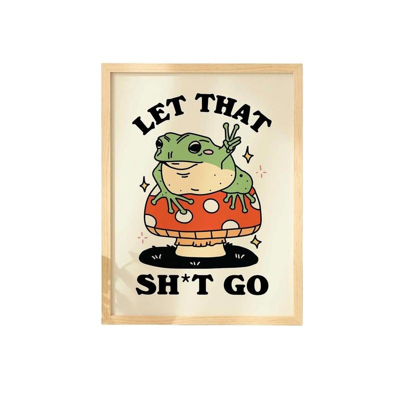 Retro Frog Poster, Funny Quote, Rude Bathroom Print, Frog Mushroom Art, Toilet Poster Art, Let That Go Print, Poster Prints No Frame, Wall Art Home Decor, Modern Wall Art, Gifts For Birthday